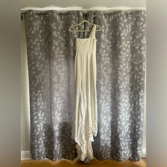 eisa silk dress Reformation Eisa Ivory Silk One Shoulder Maxi Wedding Dress The Closet New York